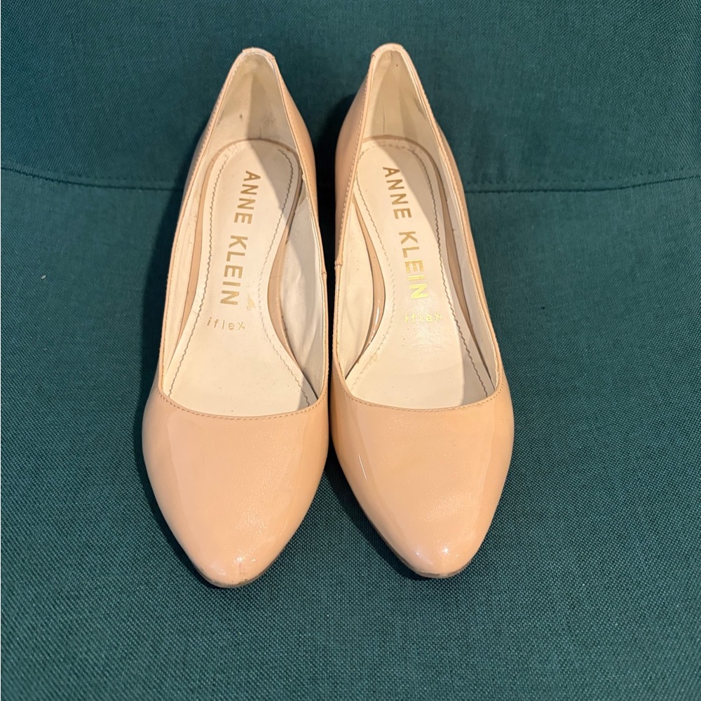 Anne Klein Blush Patent Leather Pointed-Toe Flats